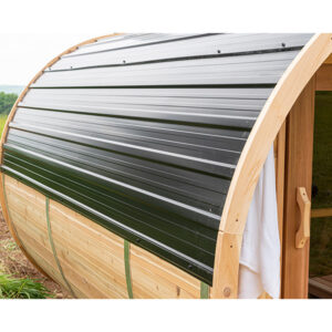 Barrel sauna metal roof