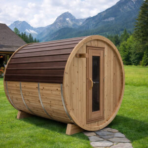 Dundalk Barrel sauna Woodgrain metal roof